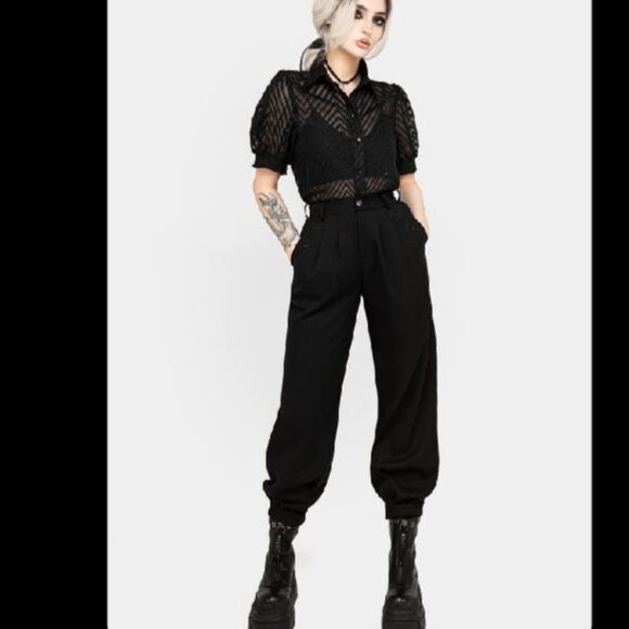 Disturbia Dianne Embroidered Balloon Trousers Black Size 16 - Picture 1 of 15